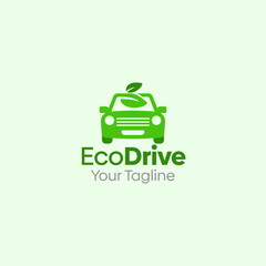 Illustration Vector Graphic Logo of Eco Drive. Merging Concepts of a Leaf Nature and Car Shape. Good for business, startup, company logo