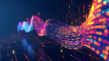 Mesmerizing Swirls of Glowing Particles in a Futuristic Digital Landscape