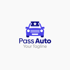 Illustration Vector Graphic Logo of Pass Auto. Merging Concepts of a Ticket and Car Shape. Good for business, startup, company logo