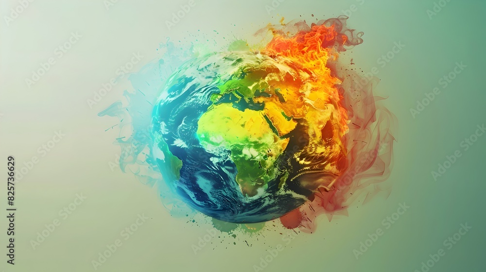 Poster vibrant and fiery abstract representation of the dynamic planet earth in motion