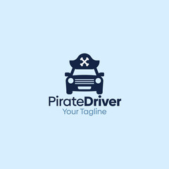 Illustration Vector Graphic Logo of Pirate Driver. Merging Concepts of a Pirate hat and Car Shape. Good for business, startup, company logo