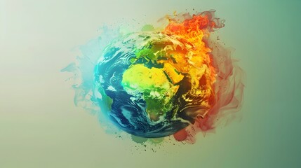 Vibrant and Fiery Abstract Representation of the Dynamic Planet Earth in Motion