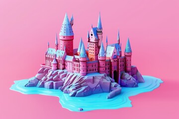 3d illustration of fairytale castle