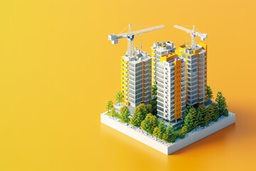 3d illustration of A Skyscraper under construction on background