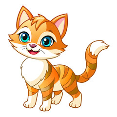 Obraz premium A cheerful and cute orange cat with green eyes, big ears, and a happy expression, standing confidently on its four legs, exuding charm and playfulness.