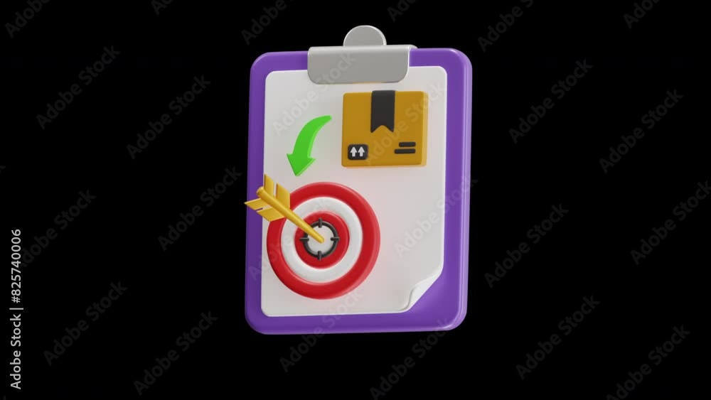 Poster 3d animation of target product launch | alpha channel
