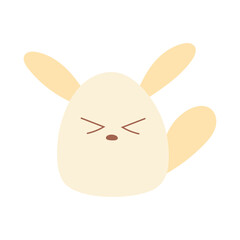 Cute kawaii rabbit,bunny in hand draw flat style isolated on white background. Children vector illustration.Cartoon funny baby animal character design.Soft pastel colors.