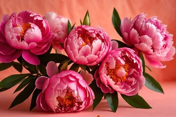 Bouquet of peony flowers, peonies blossom for celebration and romance