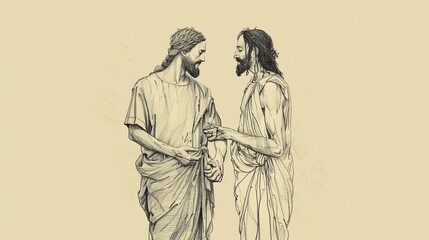 Guidance and Support: Jesus with Person Facing Decision, Biblical Illustration Highlighting His Care