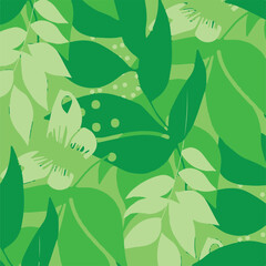 Seamless pattern with tropical flowers in watercolor style