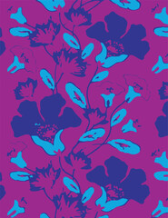 Big flowers pattern, upscale floral pattern. graphical textures floral, trendy colors pattern , flowers background with leaves. vector illustration.