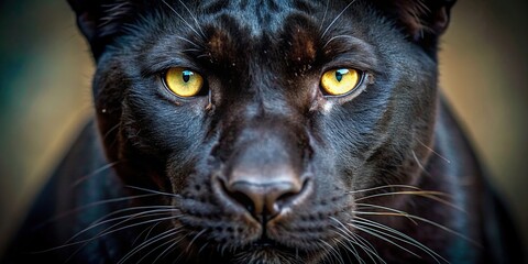 Macro photography of a sleek black panther's piercing eyes in high detail