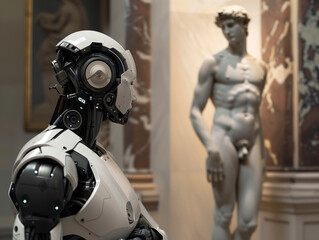 Robot examining bust