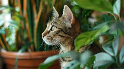 Cat And Plants