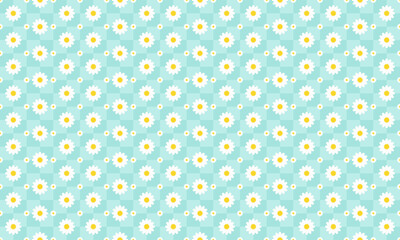 pastel blue and blue background with daisies, vector daisy flower background
