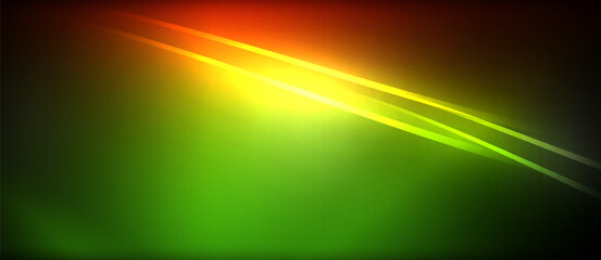 Neon glowing circle rays, light round lines in the dark, planet style neon wave lines. Energetic electric concept design for wallpaper, banner, background