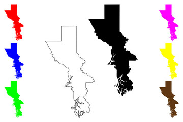Regional District of Kitimat–Stikine (Canada, British Columbia or BC Province, North America) map vector illustration, scribble sketch Kitimat–Stikine map