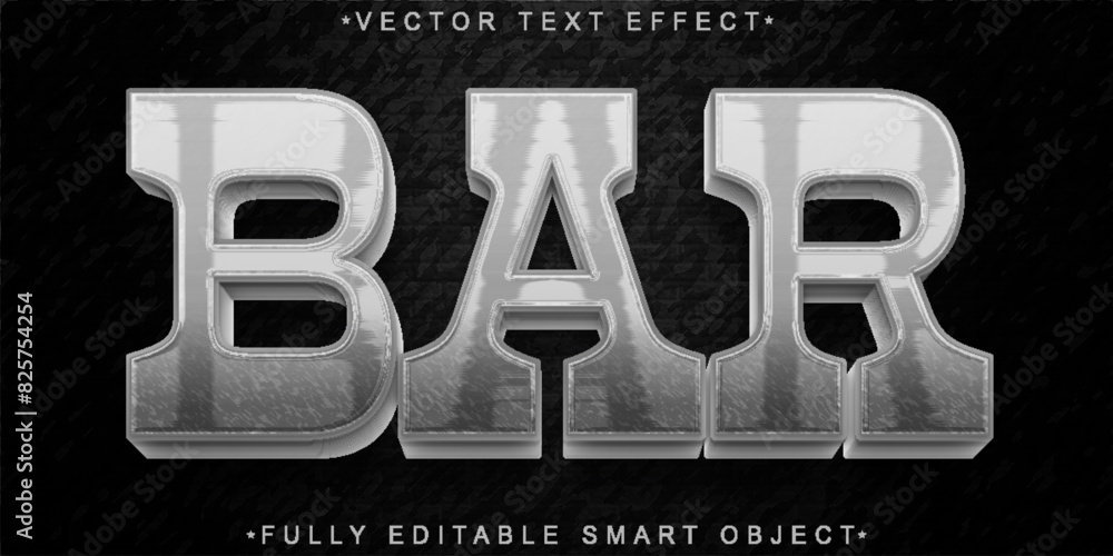 Poster silver western bar vector fully editable smart object text effect