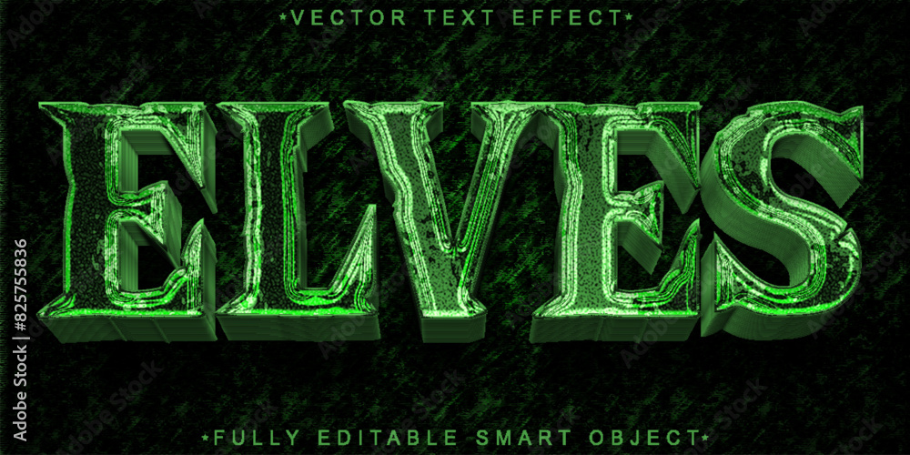 Aufkleber green horror elves vector fully editable smart object text effect