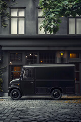 Fototapeta premium Vintage Beer Delivery Truck with Streamlined Design and Bold Branding in a Muted Industrial Setting
