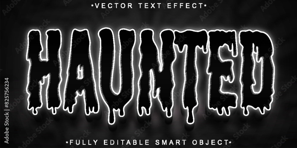 Poster haunted scary vector fully editable smart object text effect