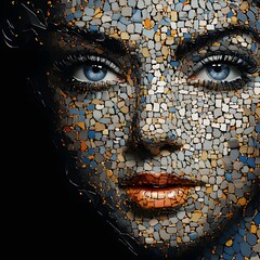 Abstract mosaic portrait of a woman