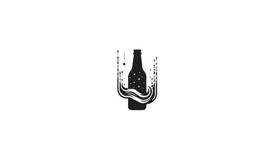 beer logo line art black simple on white background