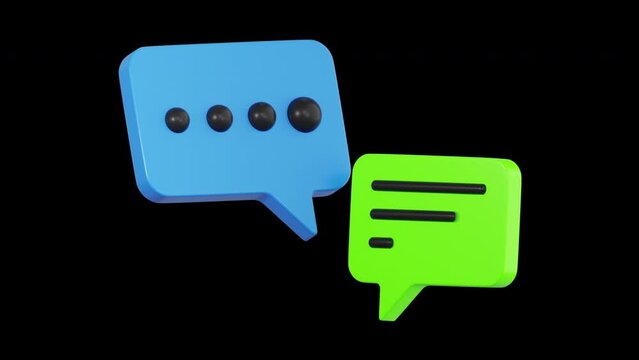 3d animation of bubble chat, productivity 3d set, mov alpha channel