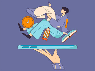 Education and learning people flat vector concept hand drawn illustration
