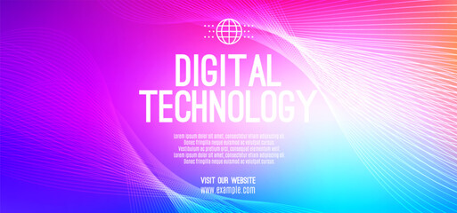 Obraz premium Abstract digital technology futuristic science blue pink background, Cyber science tech, Innovation communication future, Ai big data, internet network connection, Cloud hi-tech illustration vector