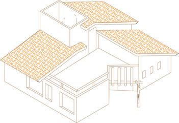 vector illustration sketch design for the front view of a simple house for a small family