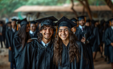 Obraz premium Group of young indian graduates.