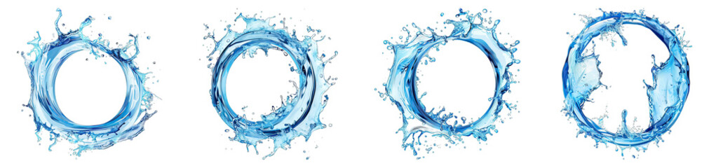 Sparkling Water Splash isolated on transparent png background collection set . Generative ai