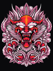 Graphic Demon Beast Mode Illustration for Apparel Style