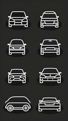 Fototapeta premium Car icon set in linear style. Transport symbol. Vector illustration