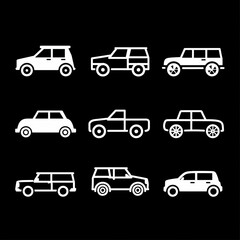 Obraz premium Car icon set in linear style. Transport symbol. Vector illustration