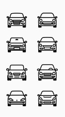 Car icon set in linear style. Transport symbol. Vector illustration