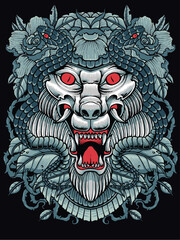 Graphic Demon Beast Mode Illustration for Apparel Style