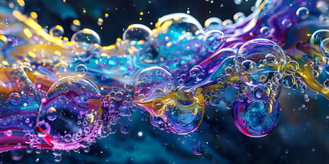 A colorful painting of a water splash with the colors of purple and orange Water drop splash.   
