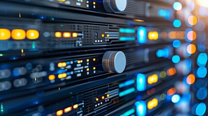 Data center cloud servers with illuminated status indicators for efficient operations
