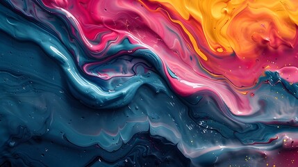 Vibrant Wavy Lines A Dynamic Abstract Painting Composition
