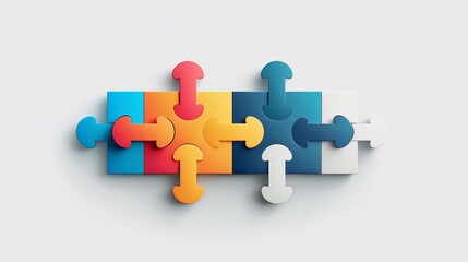 Obraz premium Rainbow jigsaw puzzle pieces symbol of teamwork,business people putting the jigsaws team together,partnership success,Generative AI,3D render.