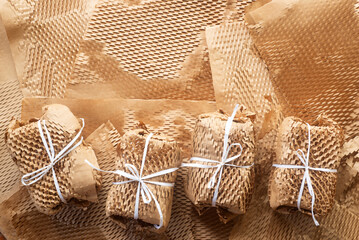 Eco friendly honeycomb wrapping paper for packaging, sustainable gifts wrapping.