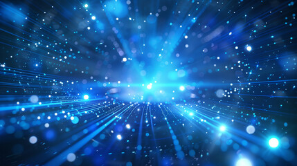 Fototapeta premium A breathtaking blue technological landscape, characterized by precise lines and sparkling dots, surrounded by mesmerizing halos, embodying the best possible quality 