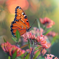 Butterfly on flowers, mariposa en flores, borboleta em flores