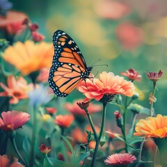 Obraz premium Butterfly on flowers, mariposa en flores, borboleta em flores