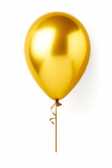 Yellow balloon with stick sticking out of it's side.