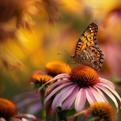 Butterfly on flowers, mariposa en flores, borboleta em flores