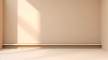 Minimalist Beige Wall with Elegant Lighting and Abstract Shadows for Presentation Background