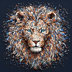 Abstract mosaic wild lion portrait